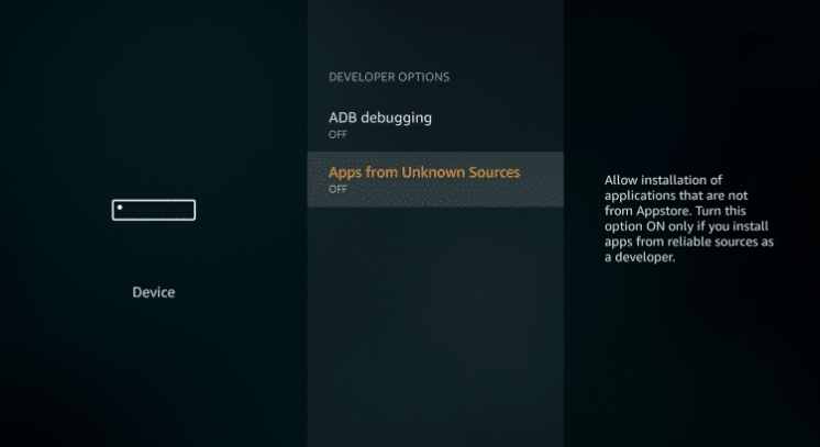 enabling apps from unknown sources to get the cyberflix tv apk on Firestick